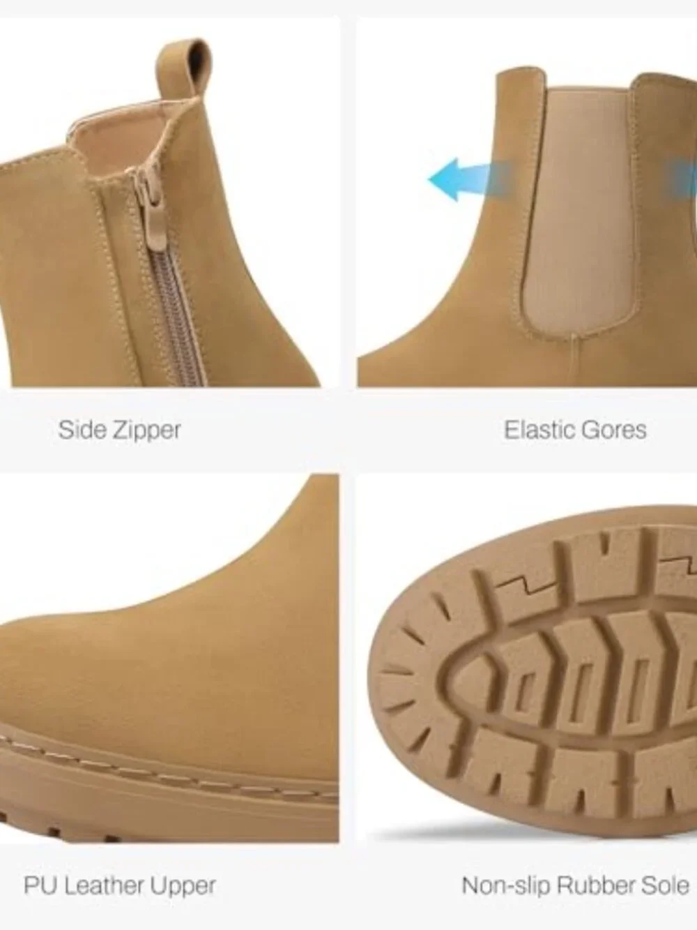 Women's Chelsea Ankle Boots: Slip on Chunky Heel Platform Booties with Side